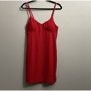 No Boundaries Red Eyelet Babydoll Dress – Spaghetti Strap Juniors Size M(7-9)